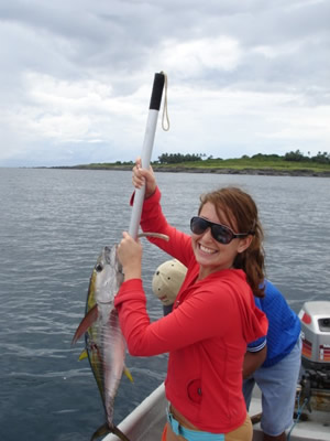 Sandra with Yellowfin Tuna catch.