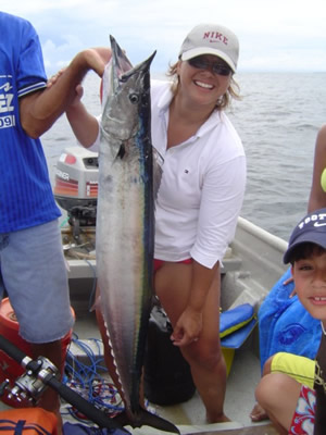 Jenny with Wahoo catch.