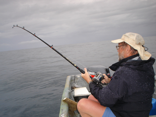 Jim fighting Wahoo in Panama. Fishing Charters Panama.