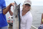 Jenny with Wahoo catch.