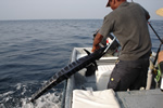 Kelly in action, fishing in Panama
